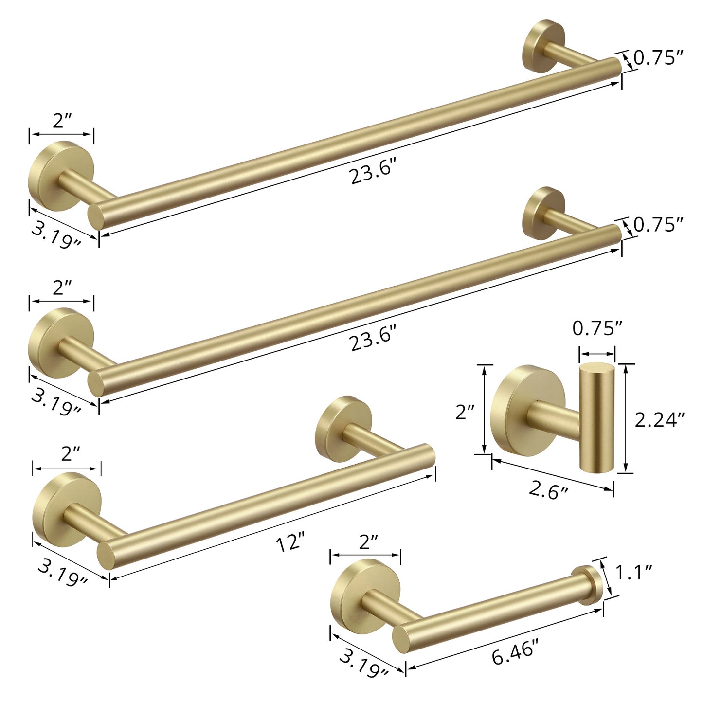 5 Pieces Bathroom Hardware Accessories Set Towel Bar Set,Wall Mounted,Premium Stainless