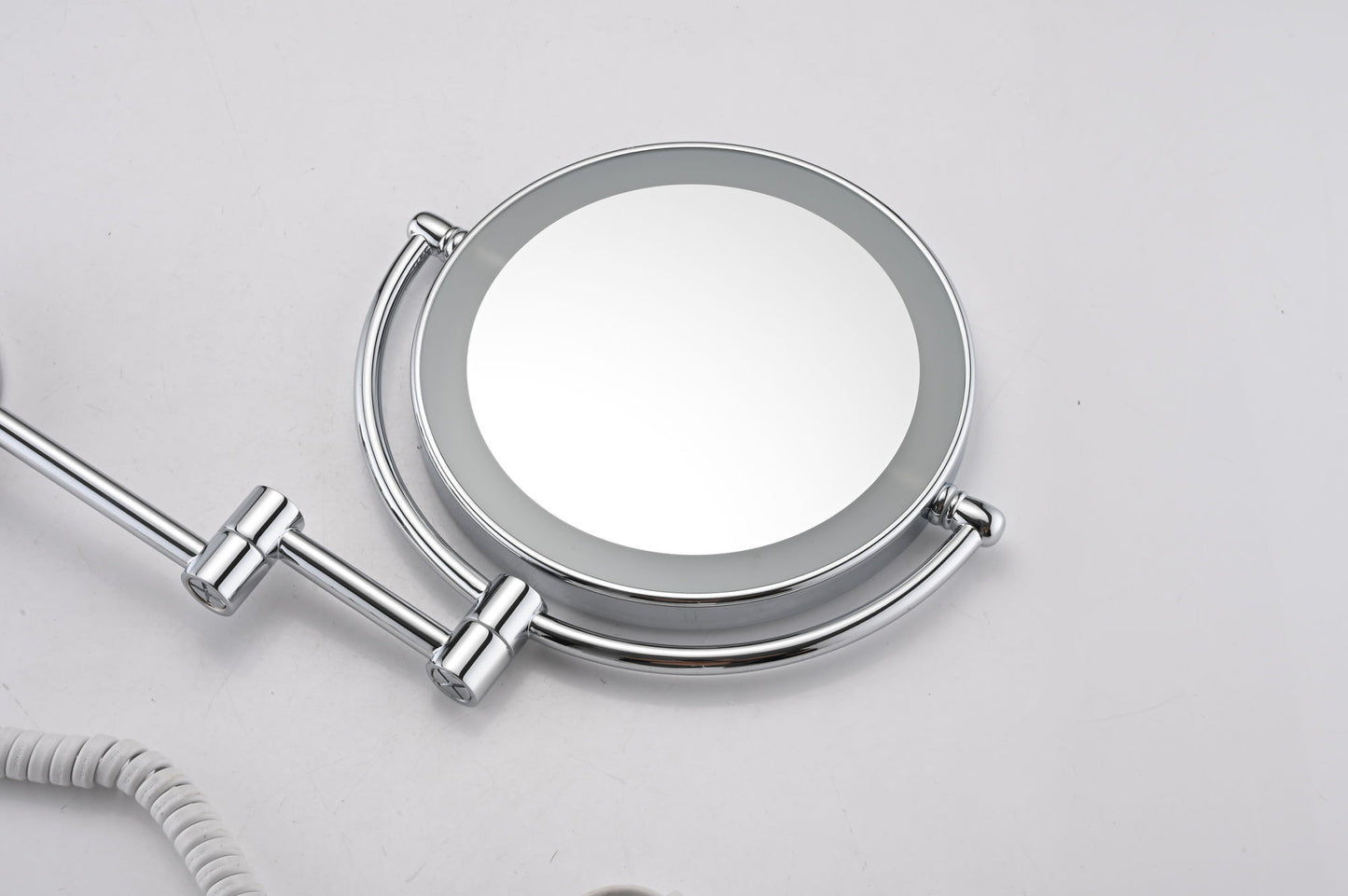 8 Inch LED Wall Mount Two-Sided Magnifying Makeup Vanity Mirror  Extension Finish 1X/3X Magnification Plug 360 Degree Rotation Waterproof Button Shaving Mirror