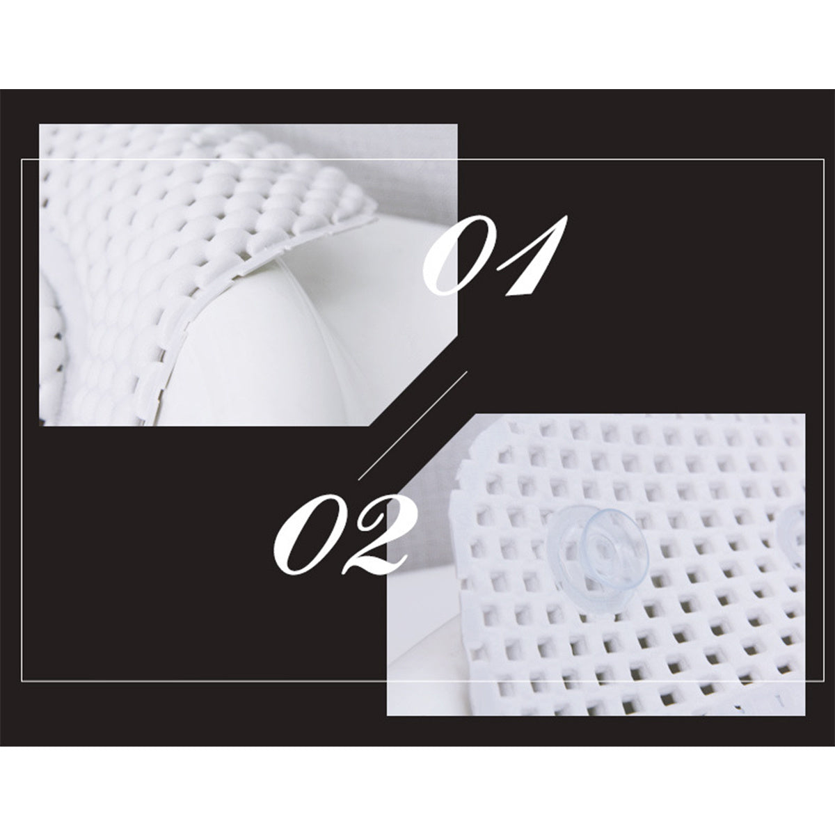 Non-Slip Bathtub Mat Soft Foam Bath Pillow Cushions with Suction Cups, 49×14 inch