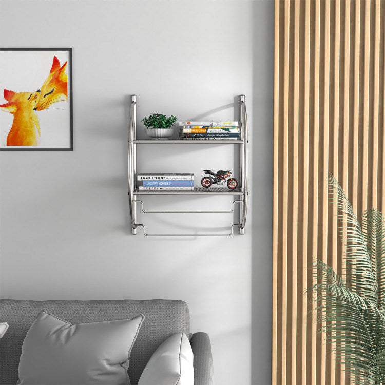 2-Tier Wall Mount Shower Organizer Towel Storage Rack