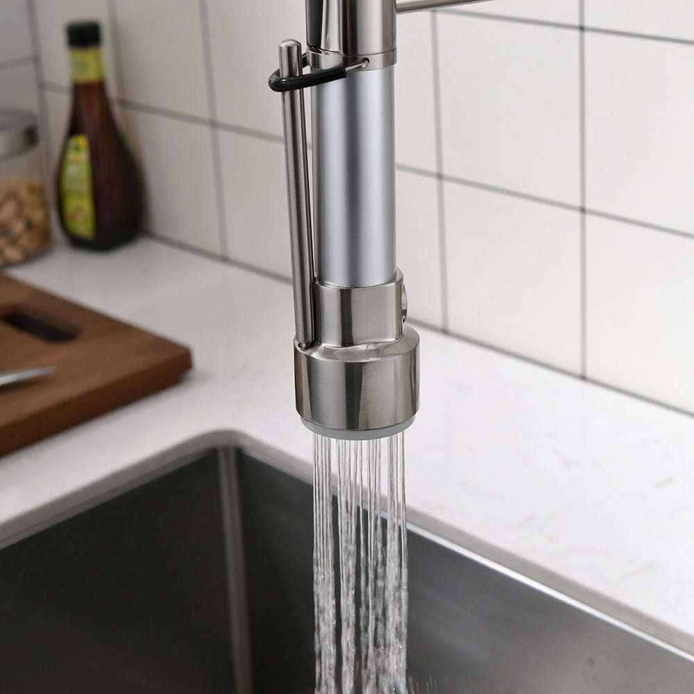 Kitchen Faucet with Pull Down Sprayer Brushed Nickel Stainless Steel Single Handle Kitchen Sink Faucets