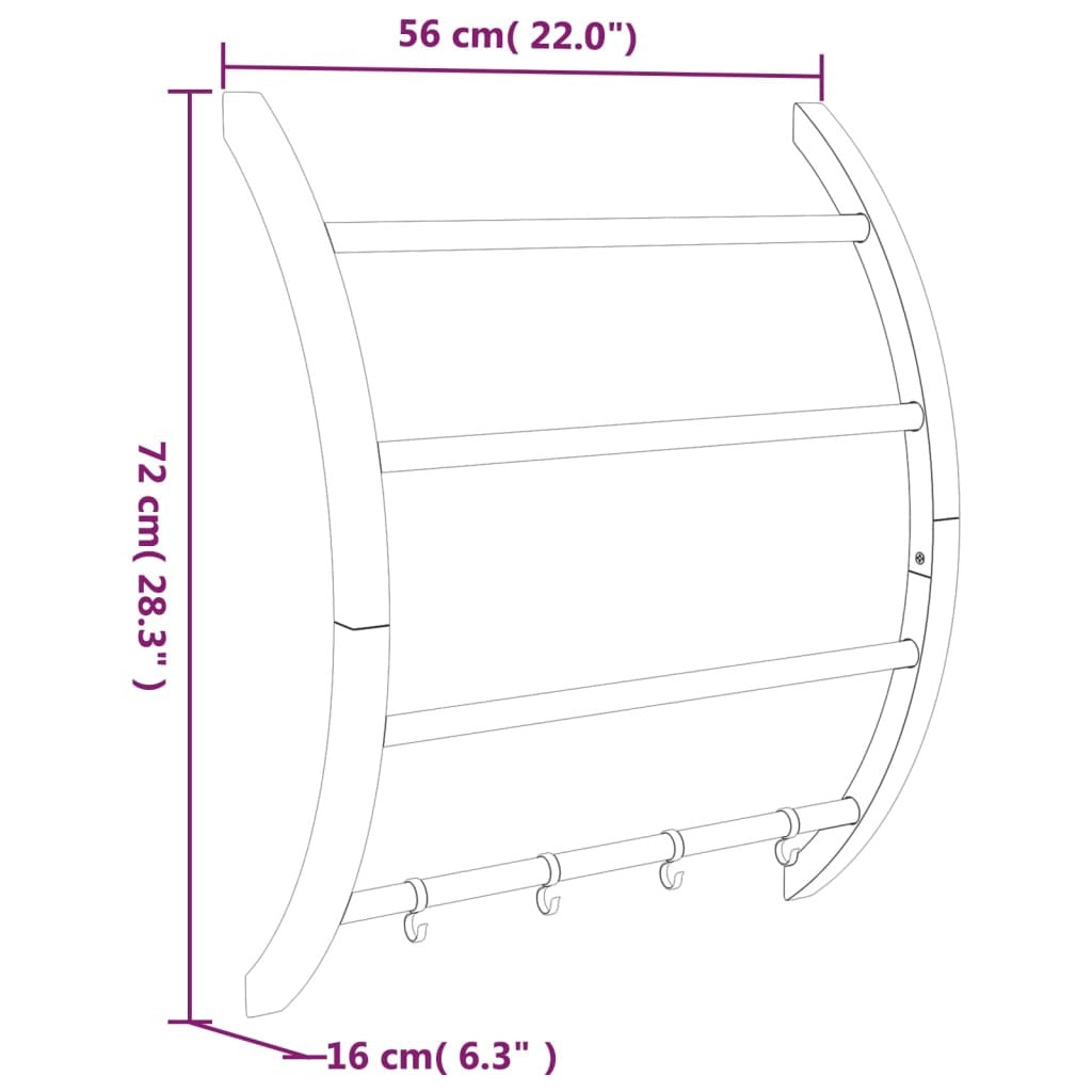 Towel Rack with Hooks Silver 22"x6.3"x28.3" Aluminum