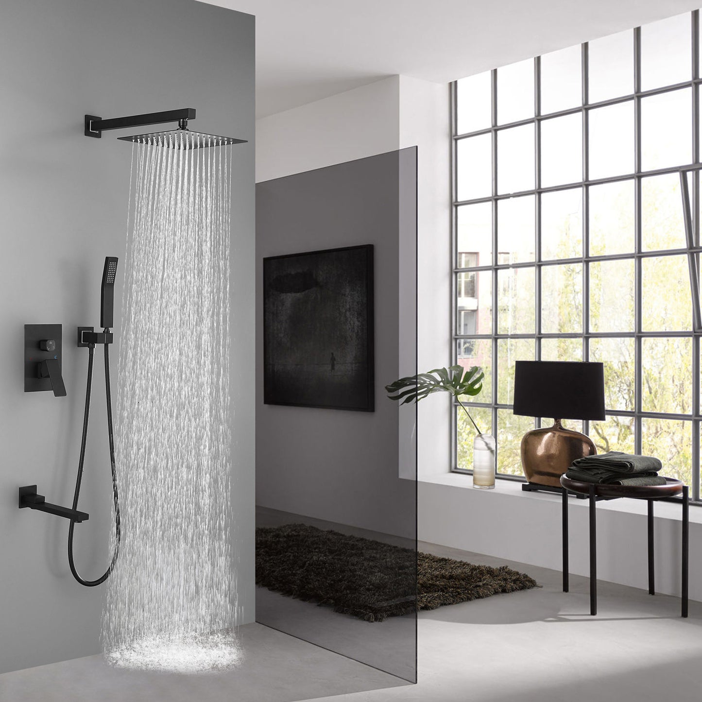 Wall-mounted shower faucet (black)