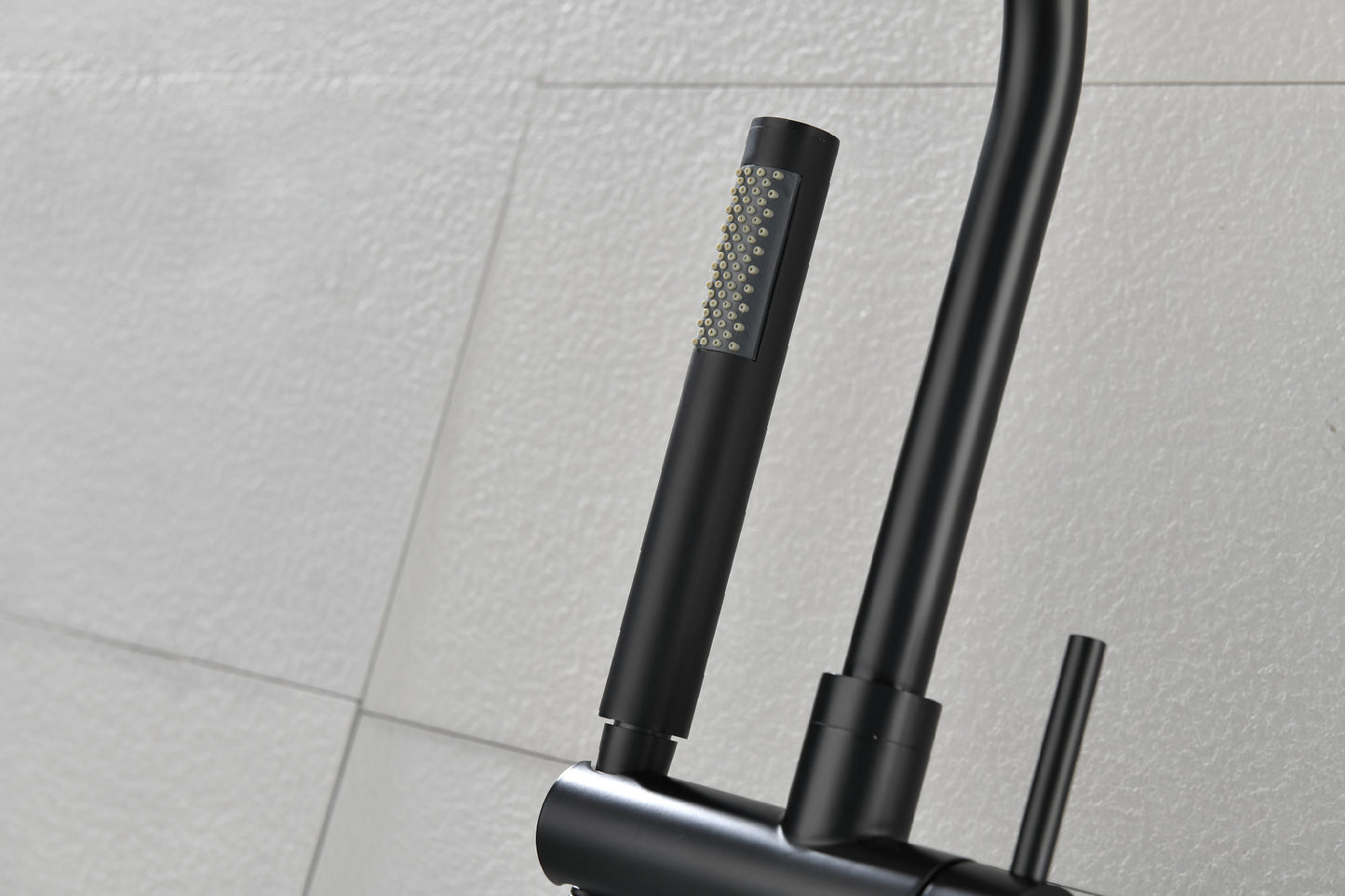 Mount Bathtub Faucet Freestanding Tub Filler Matte Black Standing High Flow Shower Faucets with Handheld Shower Mixer Taps Swivel Spout