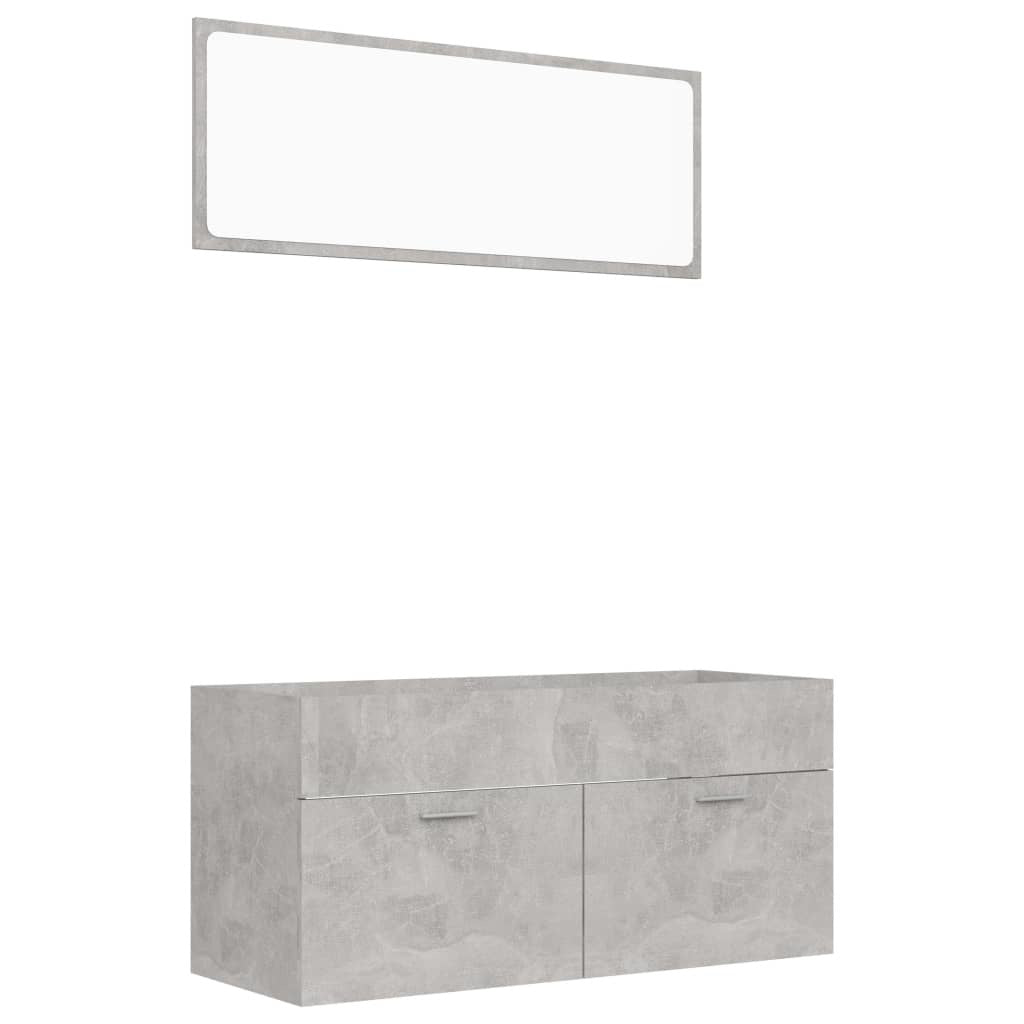 2 Piece Bathroom Furniture Set Concrete Gray Engineered Wood