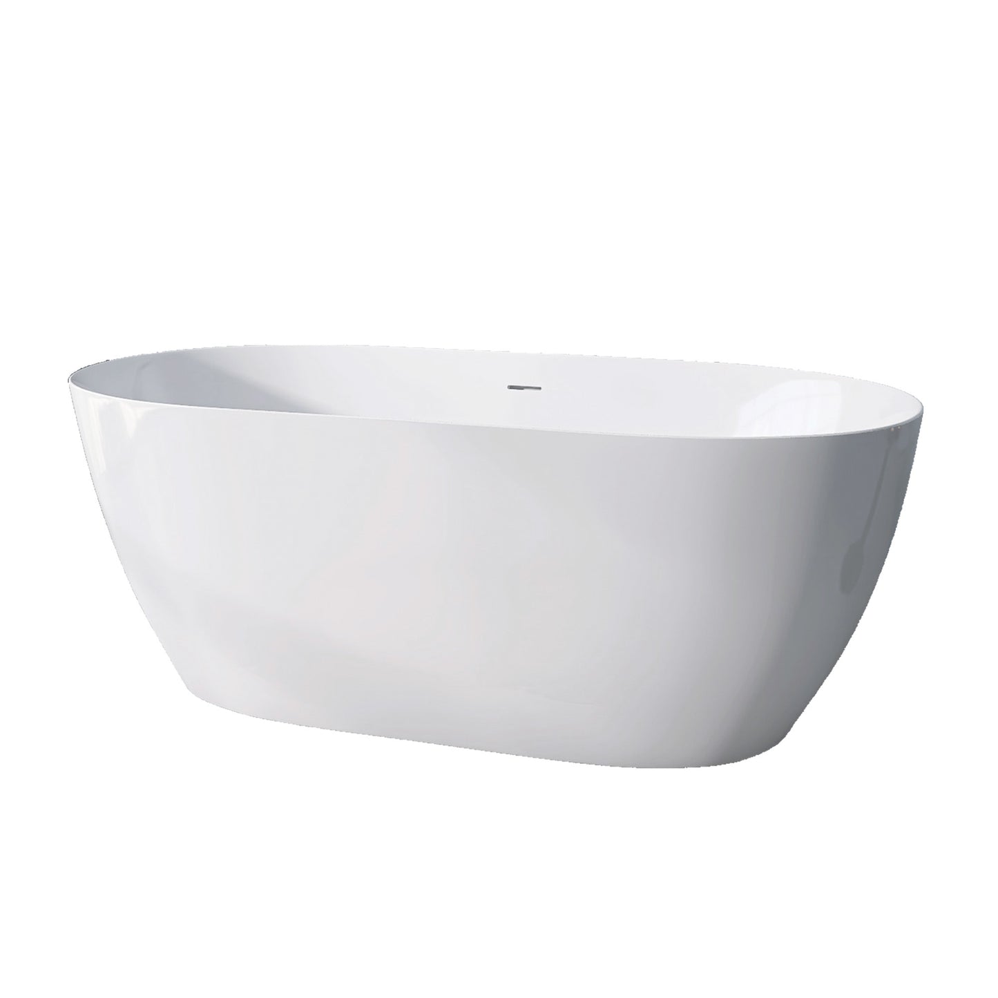 51" Acrylic Free Standing Tub Classic Oval Shape Soaking Tub Adjustable Freestanding Bathtub with Integrated Slotted Overflow and Chrome Pop-up Drain Anti-clogging Gloss White