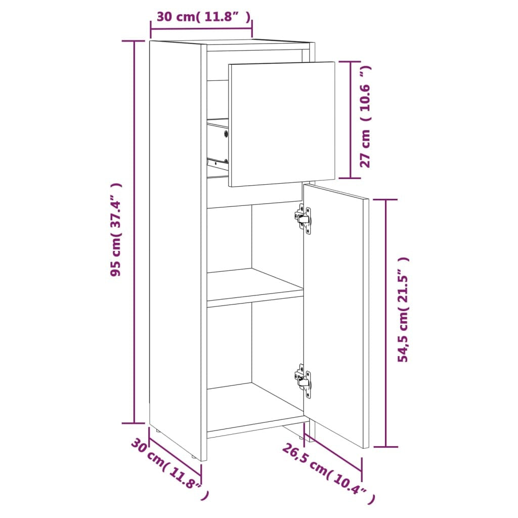 Bathroom Cabinet Smoked Oak 11.8"x11.8"x37.4" Engineered Wood