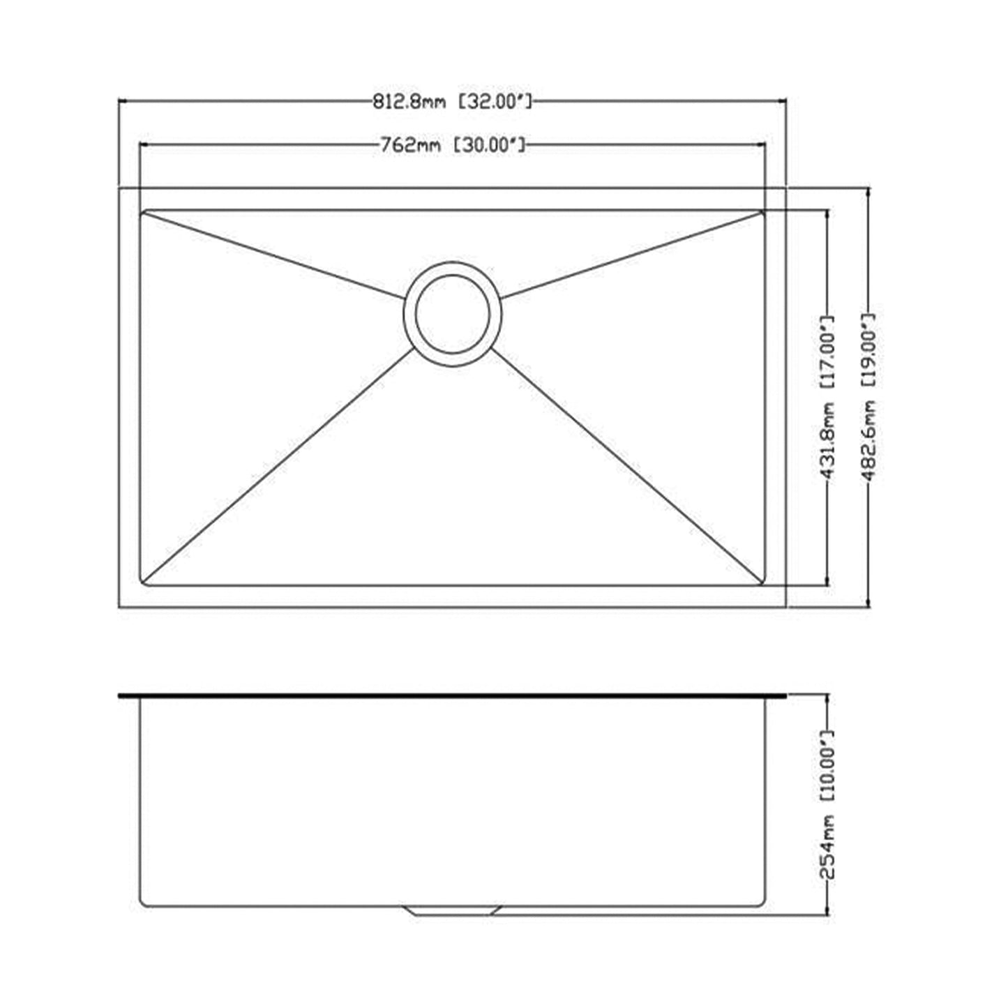 32x19 inch Undermount Kitchen Sink 16 Gauge Stainless Steel Single Bowl Kitchen Sink Gunmetal Black