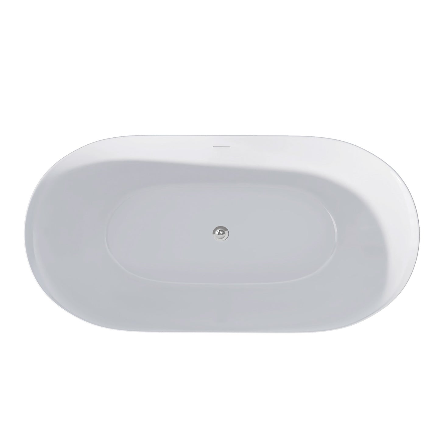 51" Acrylic Free Standing Tub Classic Oval Shape Soaking Tub Adjustable Freestanding Bathtub with Integrated Slotted Overflow and Chrome Pop-up Drain Anti-clogging Gloss White