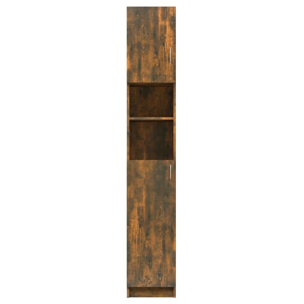 Bathroom Cabinet Smoked Oak 12.6"x10"x74.8" Engineered Wood