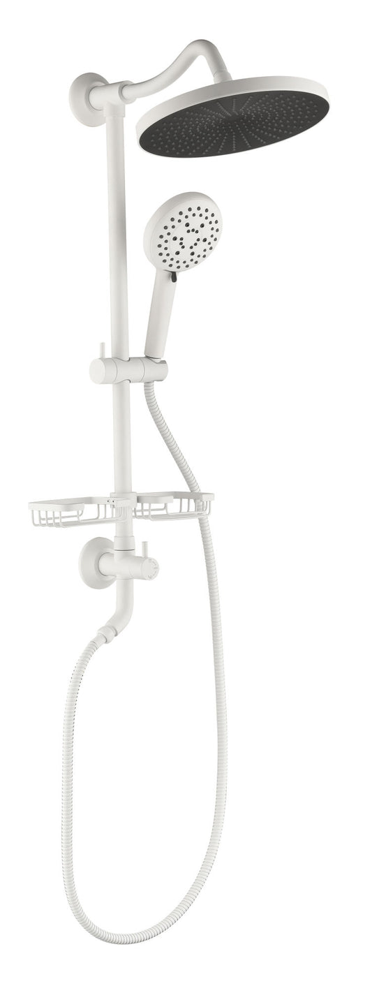 ShowerSpas Shower System, with 10" Rain Showerhead, 4-Function Hand Shower, Adjustable Slide Bar and Soap Dish,