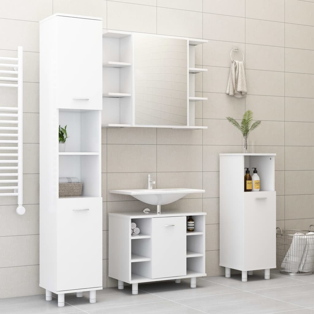 Bathroom Cabinet White 11.8"x11.8"x70.5" Engineered Wood