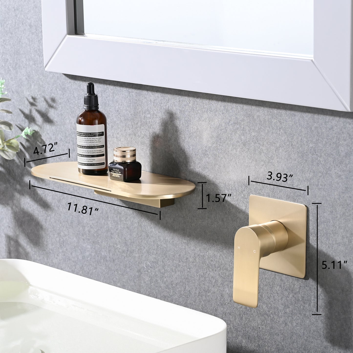 Single Handle Wall Mounted Bathroom Waterfall Sink Faucet