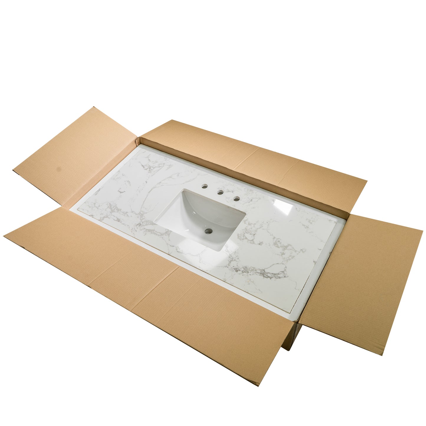 Montary bathroom vanity top stone carrara white new style tops with rectangle undermount ceramic sink and back splash