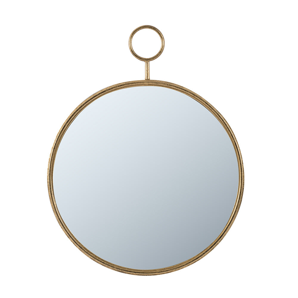 22" x 28" Circle Wall Mirror with Gold Iron Frame, Accent Mirror for Living Room, Entryway, Office