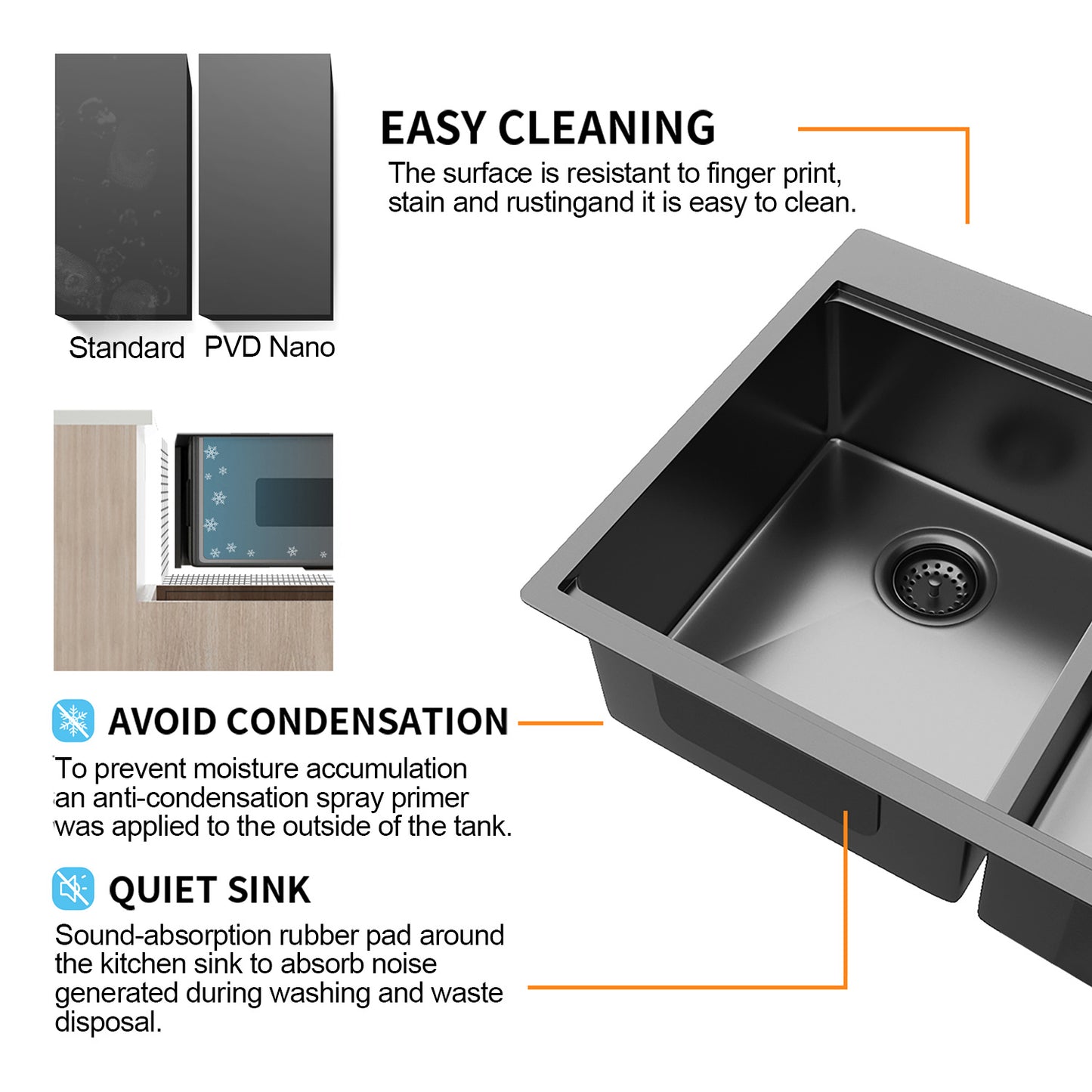 Aqucubic Gunmetal Black CUPC Handmade 304 Stainless Steel Topmount Kitchen Sink with Accessories and faucet