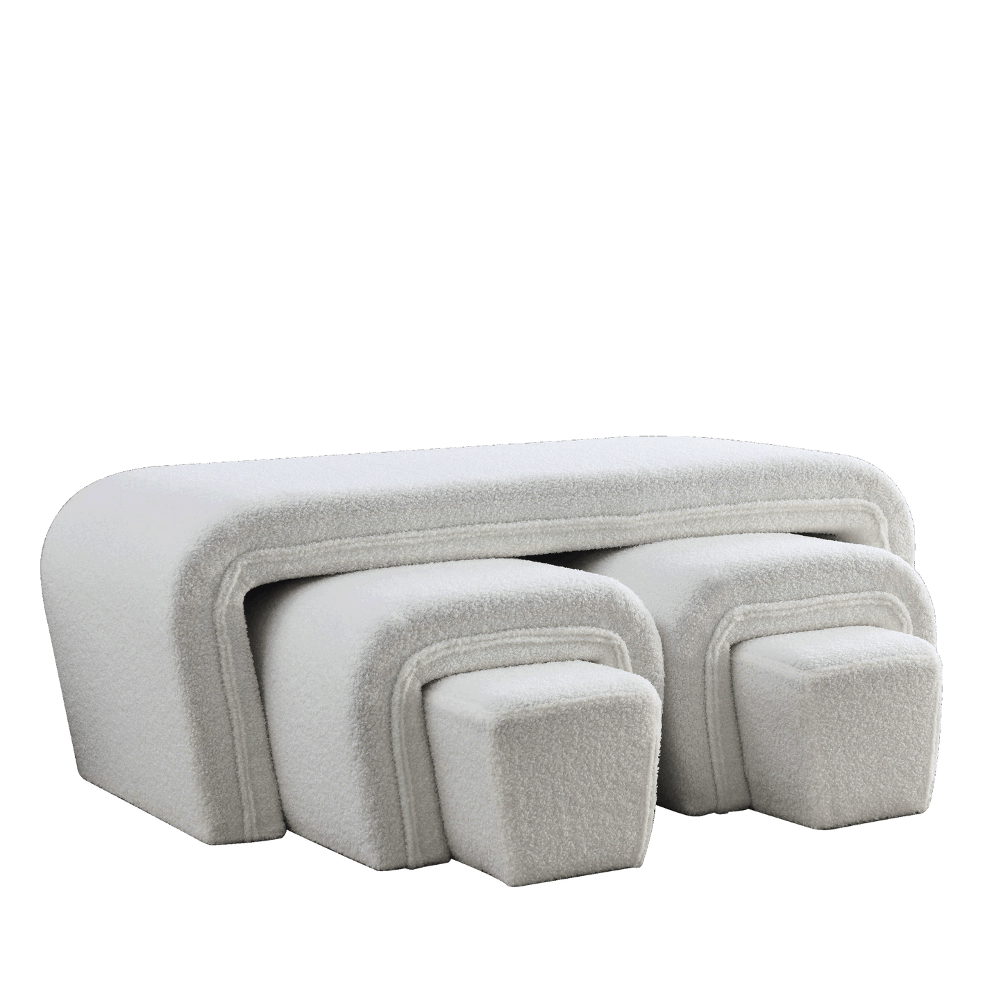 [Video]Welike 46" W Modern Contemporary Upholstered Nesting Bench, including Four nesting benches, teddy