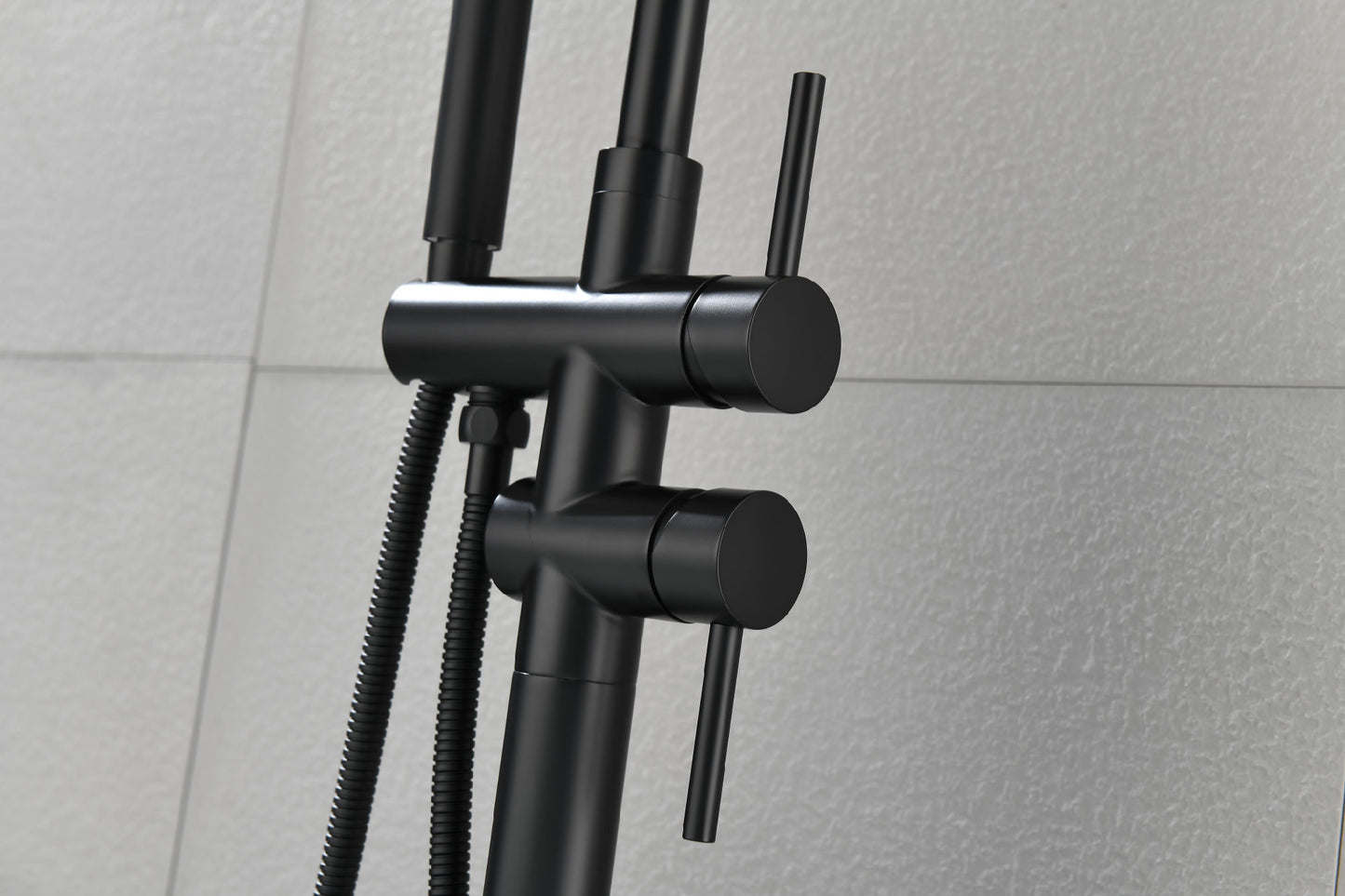 Mount Bathtub Faucet Freestanding Tub Filler Matte Black Standing High Flow Shower Faucets with Handheld Shower Mixer Taps Swivel Spout