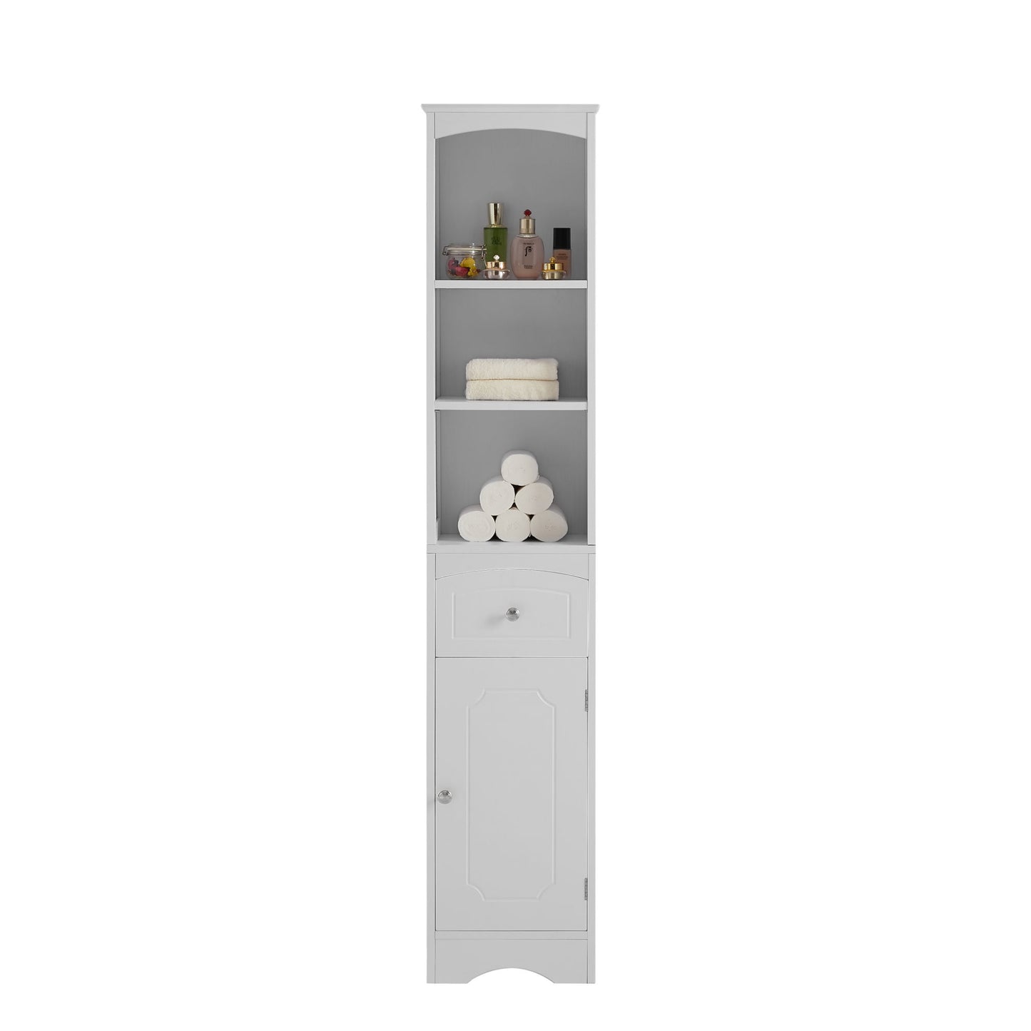 Tall Bathroom Cabinet;  Freestanding Storage Cabinet with Drawer;  MDF Board;  Adjustable Shelf