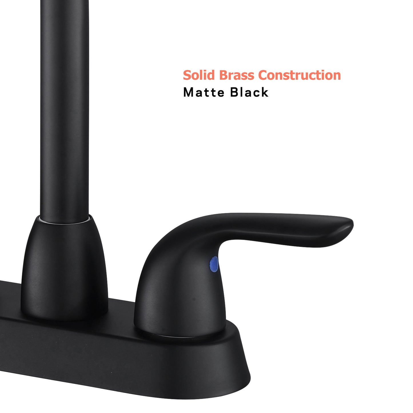 4 Inch 2 Handle Centerset Bathroom Faucet,with Pop up Drain and 2 Water Supply Lines,Matte Black