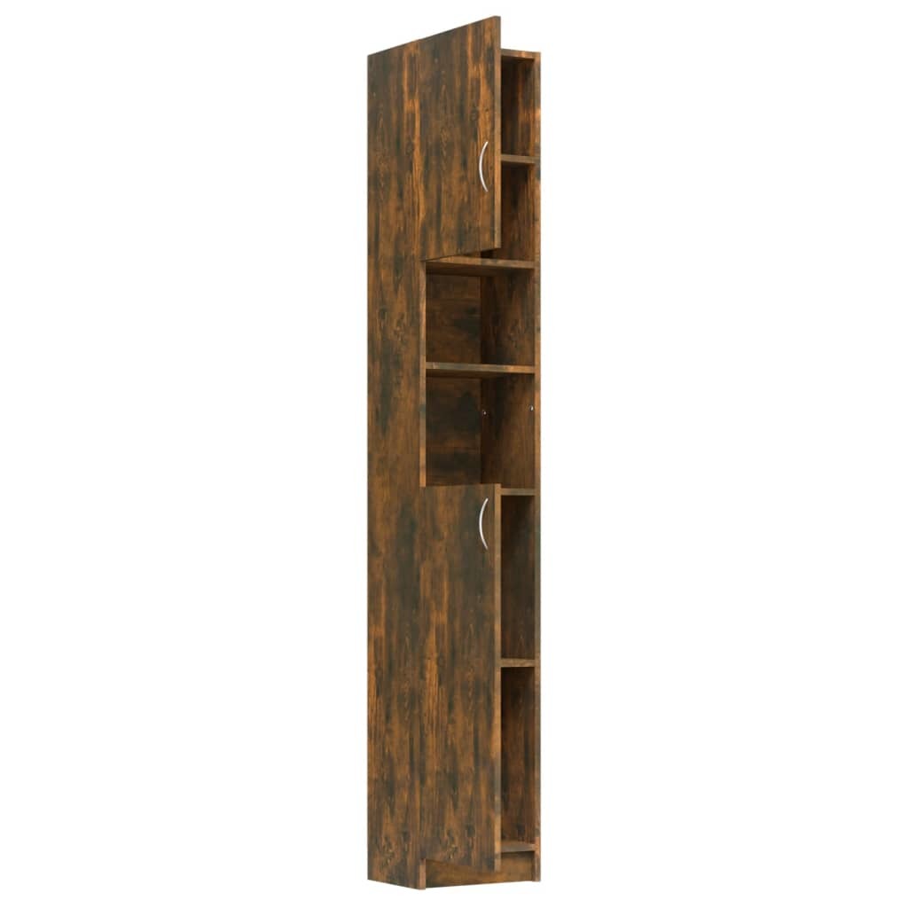 Bathroom Cabinet Smoked Oak 12.6"x10"x74.8" Engineered Wood