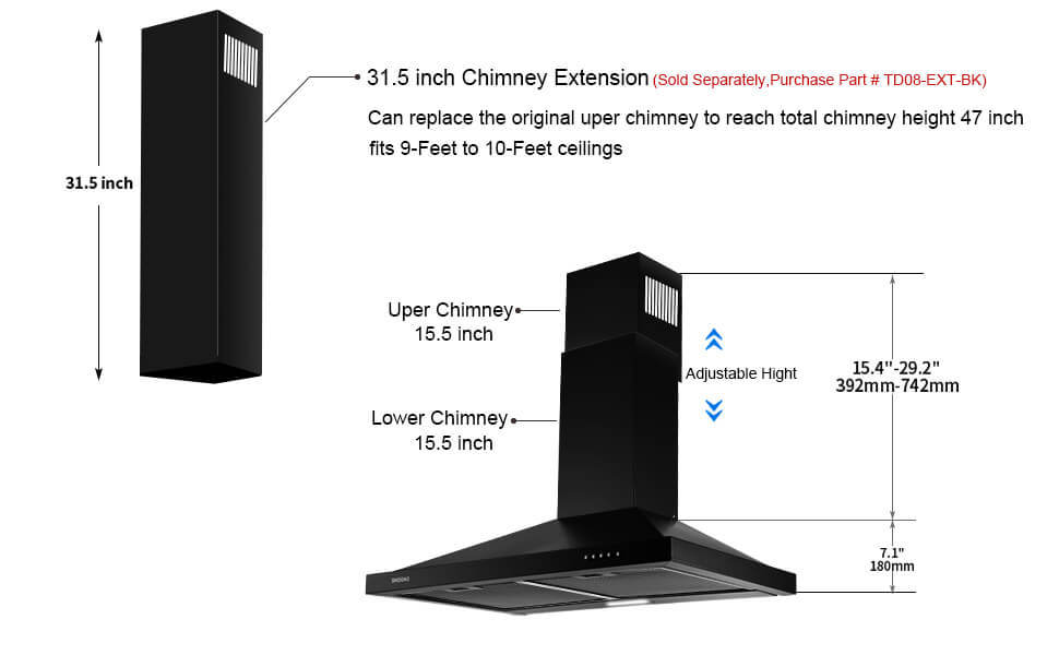 24 inch Wall Mount Range Hood Kitchen Exhaust Stove Vent 350CFM Mechanical Control