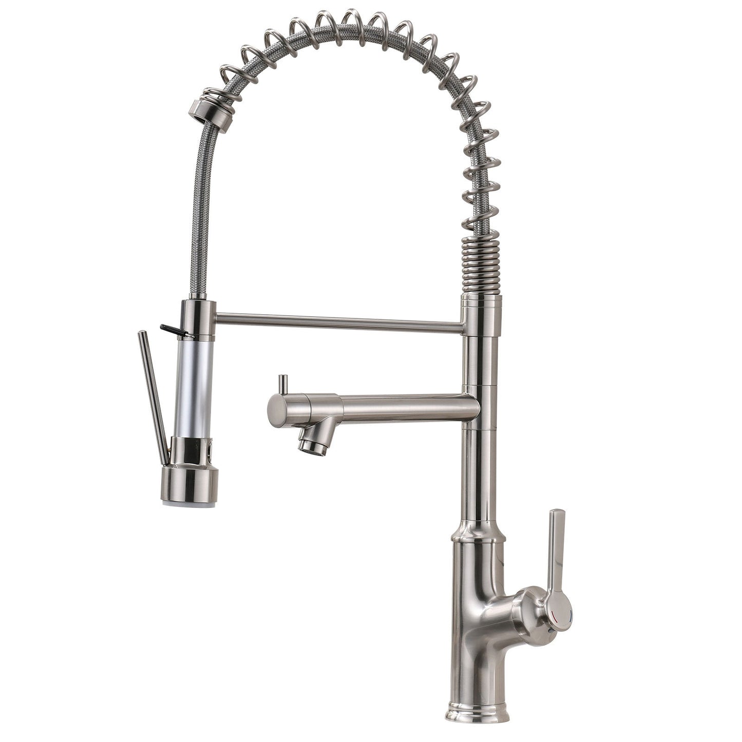Kitchen Faucet with Pull Down Sprayer Brushed Nickel Stainless Steel Single Handle Kitchen Sink Faucets