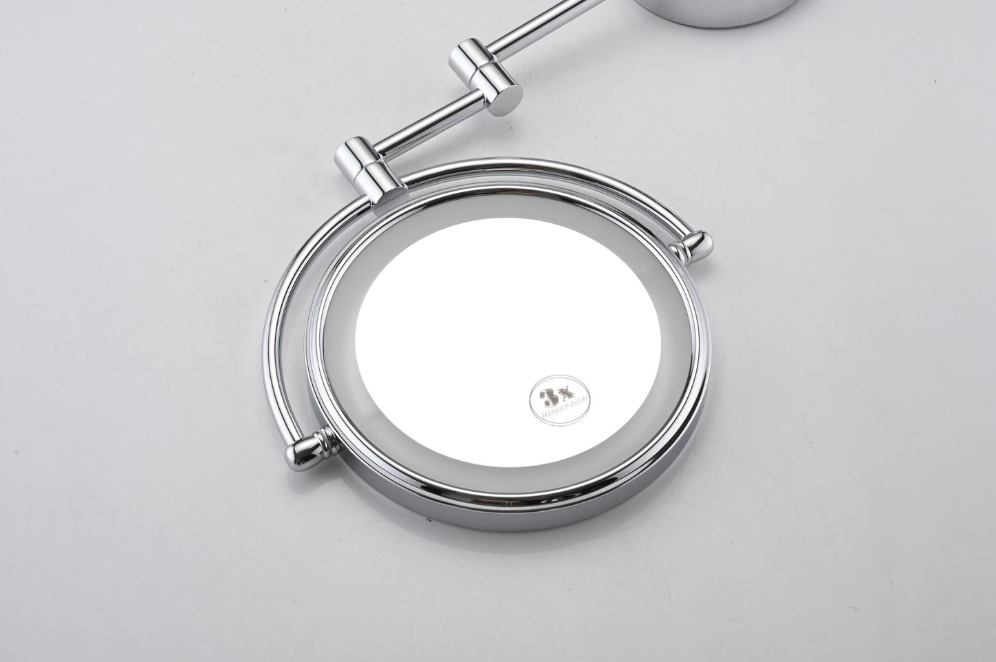 8 Inch LED Wall Mount Two-Sided Magnifying Makeup Vanity Mirror  Extension Finish 1X/3X Magnification Plug 360 Degree Rotation Waterproof Button Shaving Mirror