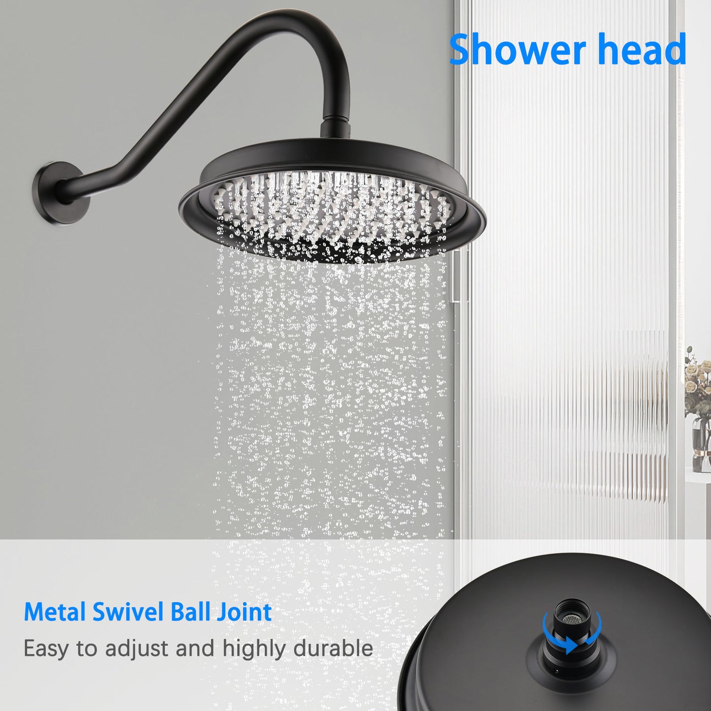 Single-Handle 4-Spray Patterns Bathroom Rain Shower Faucet with Body Jet Handshower in Matte Black (Valve Included)